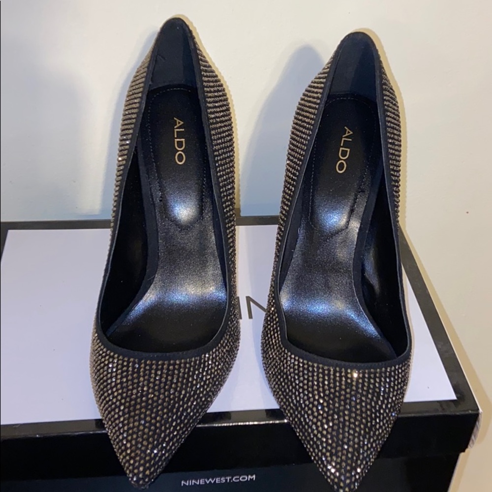 Rhinestone black pumps